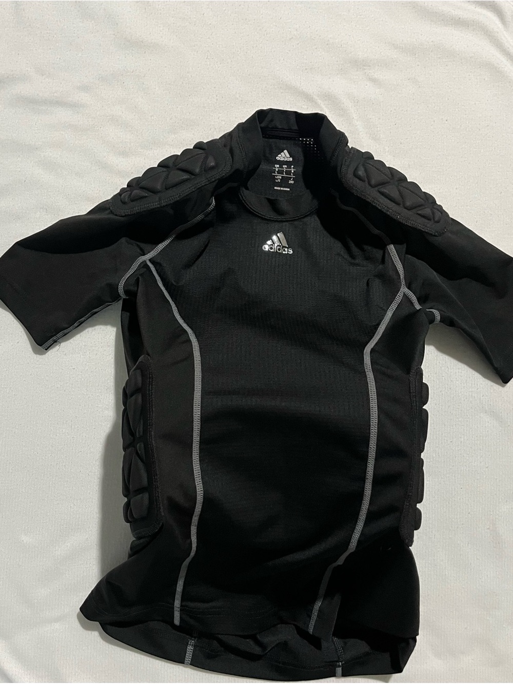 Adidas TechFit Youth Boys Black Padded Compression Shirt Size L Large